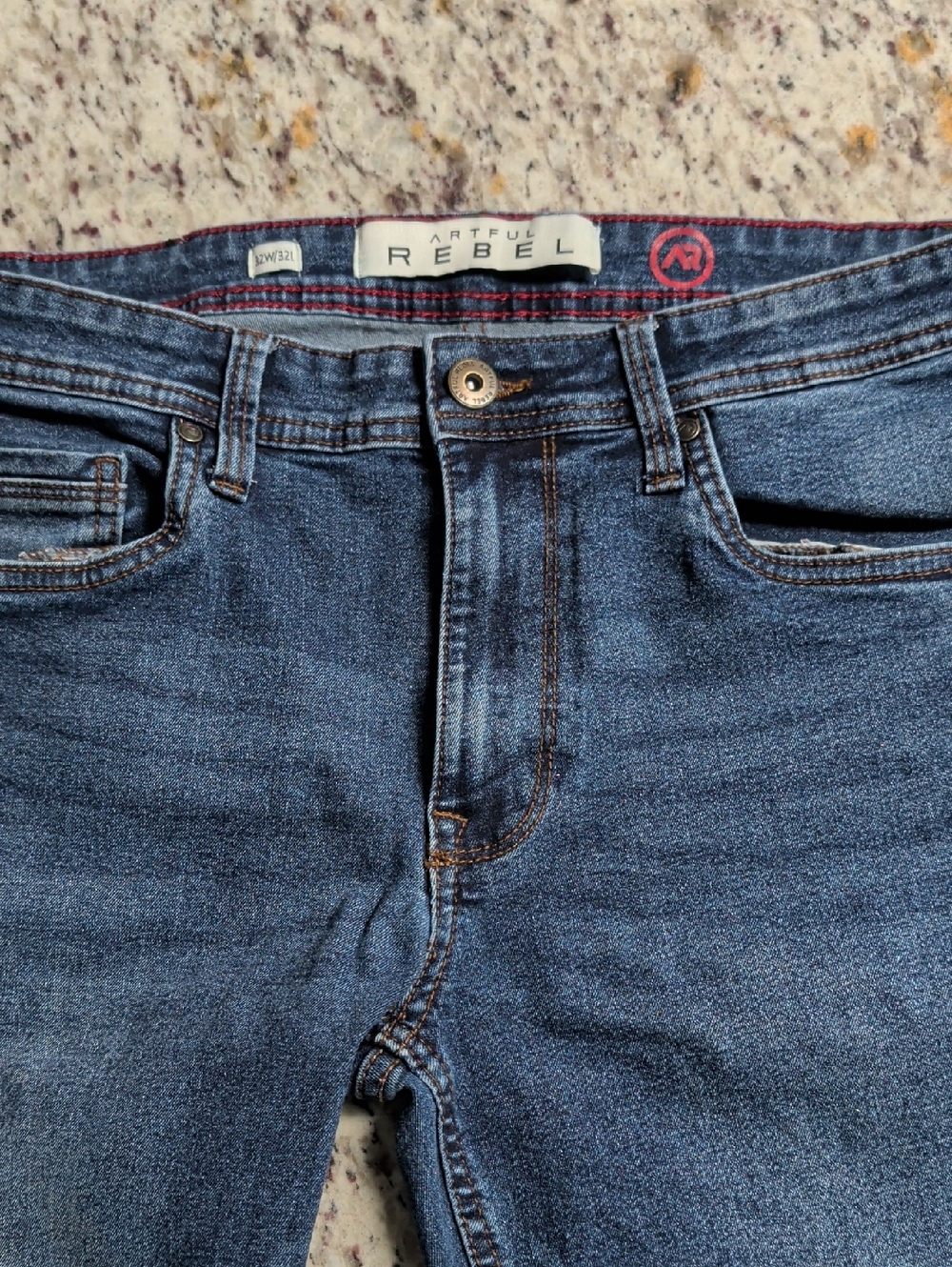 Artful Rebel Slim Dark Blue Men's Jeans with Contrast Stitching